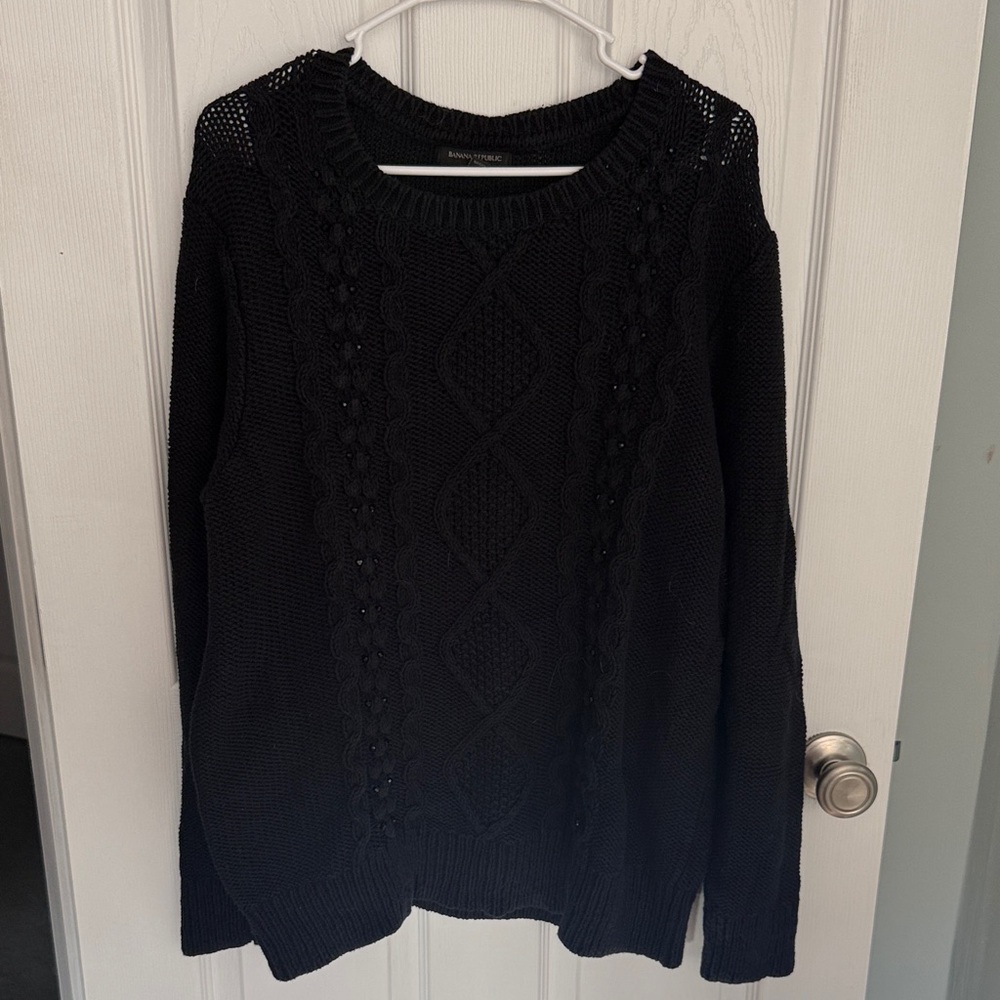 Banana Republic Black Textured Knit Sweater